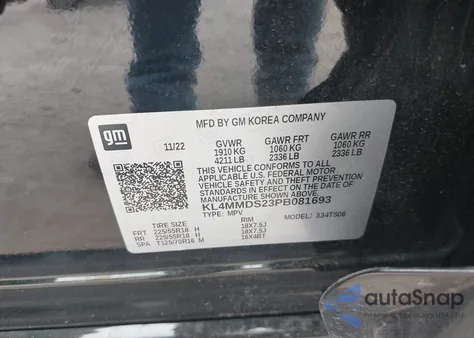 2023 Buick Encore Gx Select Fwd из США, поврежденный, VIN KL4MMDS23PB081693